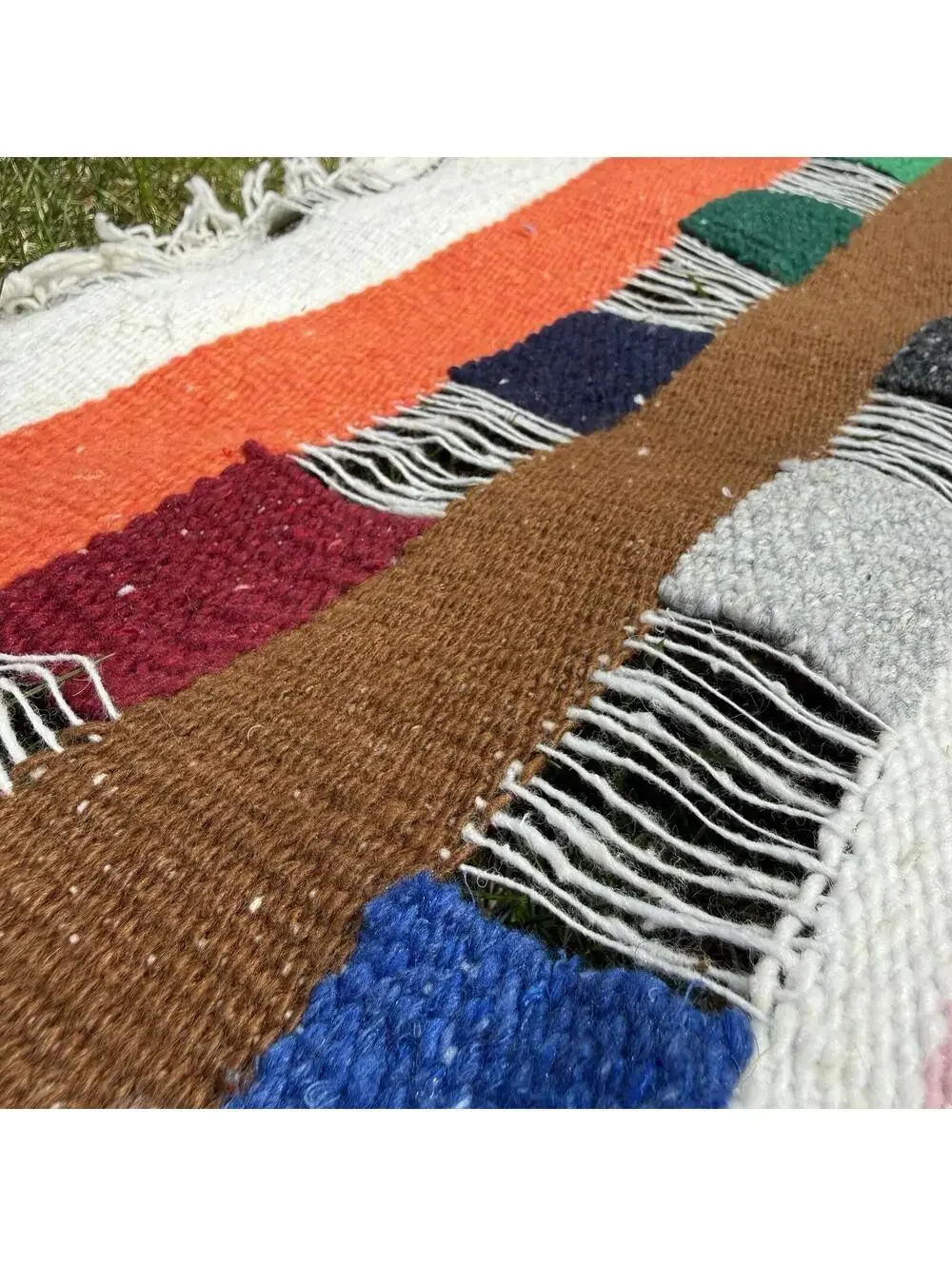 Vintage Oaxaca Mexico Hand Woven Tapestry Textile Rug Blanket Zapotec 30”x47”